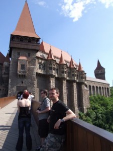 RomanianCastleLizzGordonMe Us hanging out on the bridge to the castle